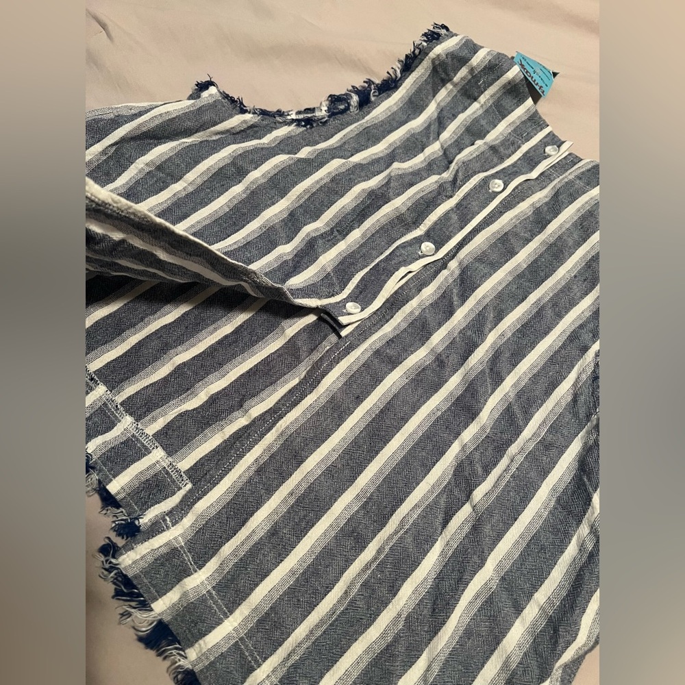 Cloth & Stone Blue and White Striped Top
